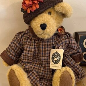 Plaid Teddy Bear with Hat and Flower